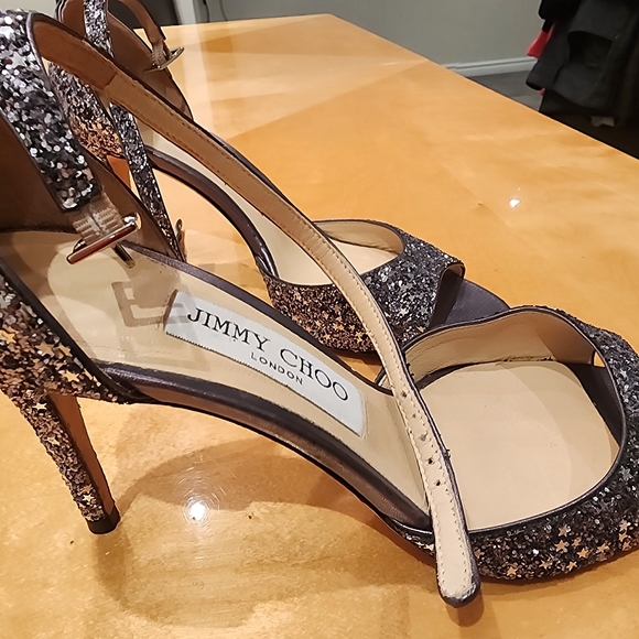 Jimmy Choo star coarse glitter sandals 37 - Picture 4 of 9